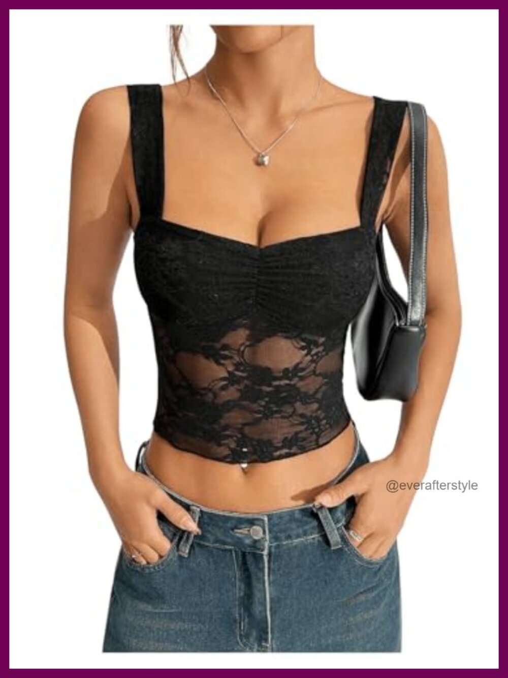 Sheer Lace Sweetheart Neck Ruched Sleeveless Tank Top Y2K Cropped Slim Fit